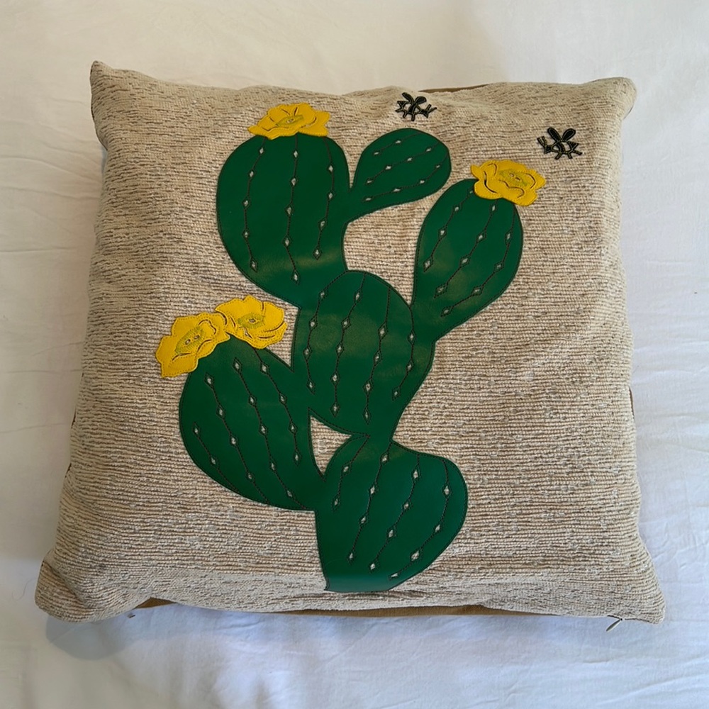 Lorna Leedy Cactus and Bee Pillow
